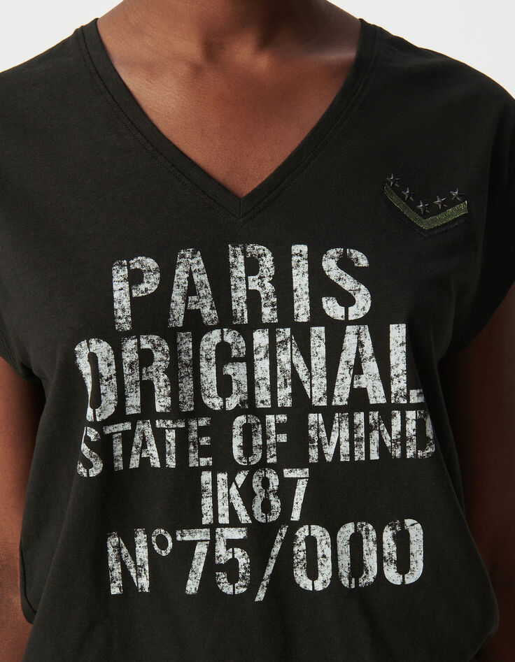 Black t-shirt army message Woman-4
