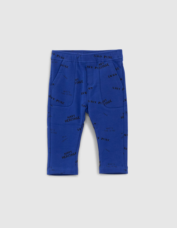 Baby boys’ blue joggers with stamp print -1
