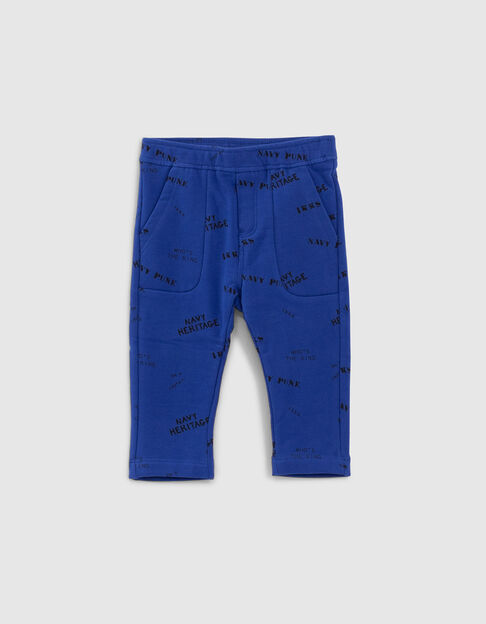 Baby boys’ blue joggers with stamp print 