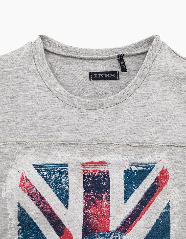 Camiseta gris jaspeado medio con bandera niño -4 Camiseta gris jaspeado medio con bandera niño -4