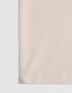 Beiges Jacquard-Jungen-T-Shirt mit gestickter Tasche-6