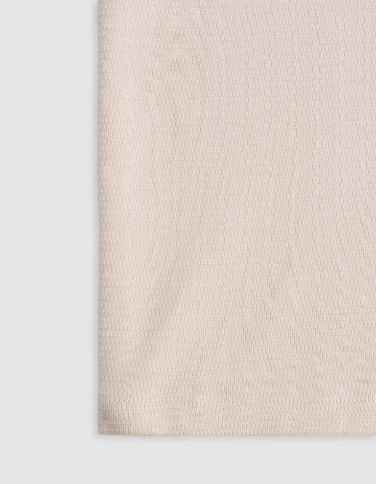 Beiges Jacquard-Jungen-T-Shirt mit gestickter Tasche-6