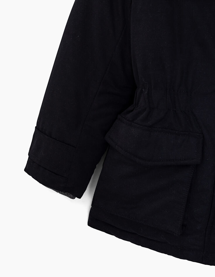 Parka 3 en 1 noire avec doudoune imprimé léopard fille-5
