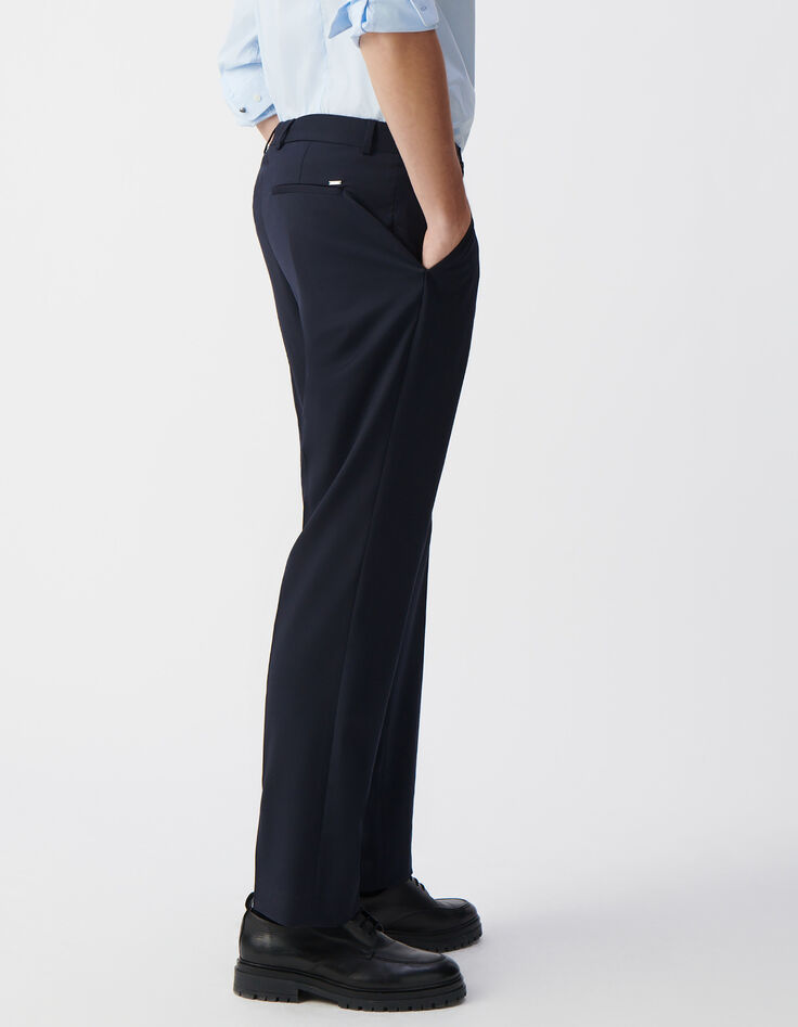 Men’s navy suit trousers with turn-ups-5