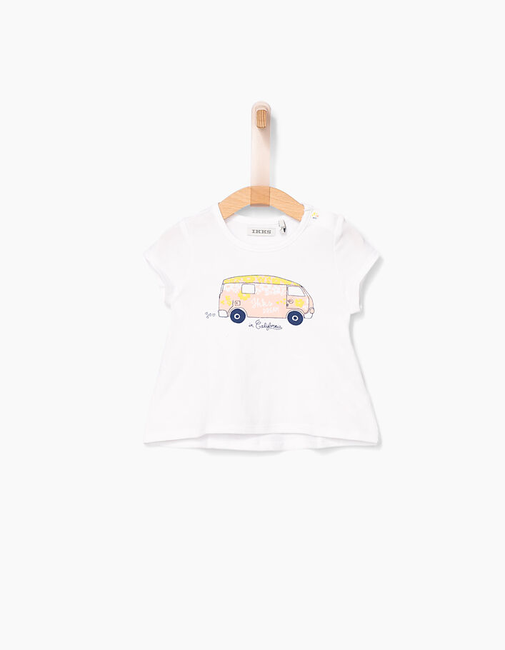 Baby girls' white T-shirt and blue skirt outfit - IKKS