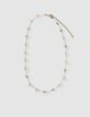 Collier ras du cou maille dor&eacute;e perles &eacute;crues Femme-1