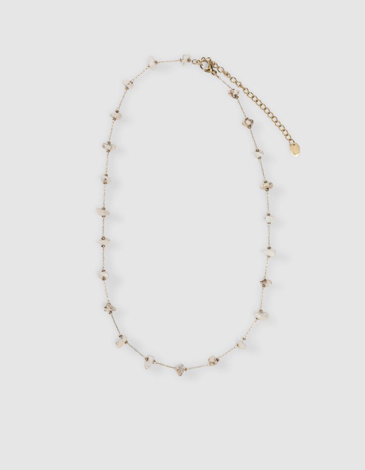 Collier ras du cou maille dor&eacute;e perles &eacute;crues Femme-1