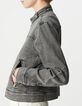 Graue Jeansjacke mit Rei&szlig;verschluss f&uuml;r Damen-5