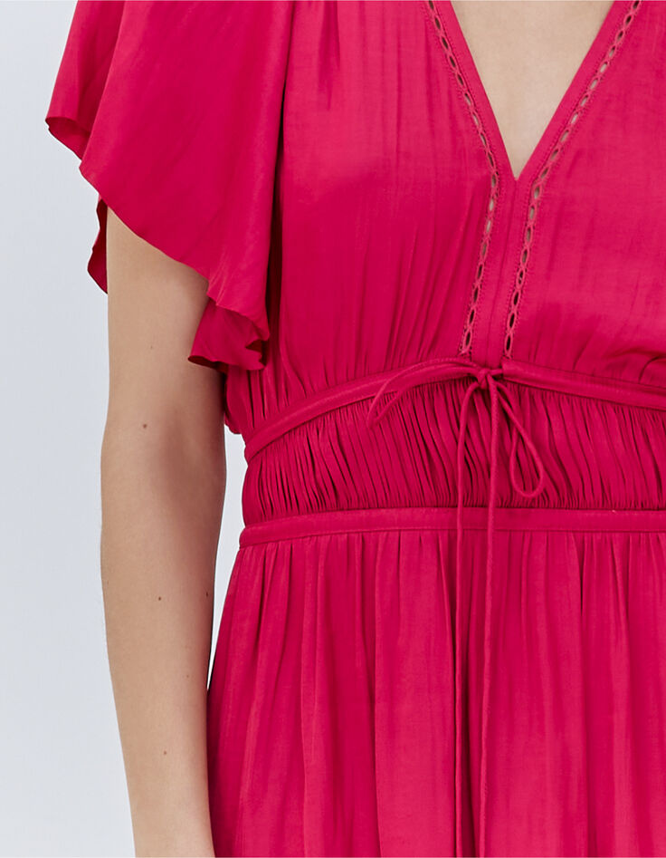 Robe volantée fushia acidulé femme-4