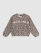 Sudadera beige estampado leopardo niña-2