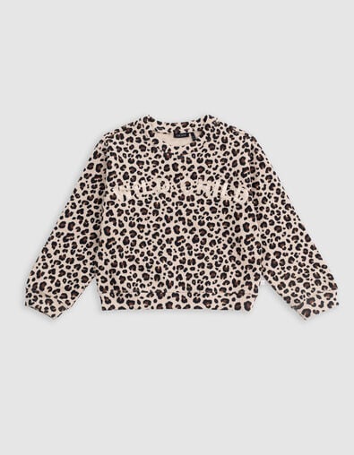 Beige sweatshirt met luipaardprint voor meisjes - IKKS