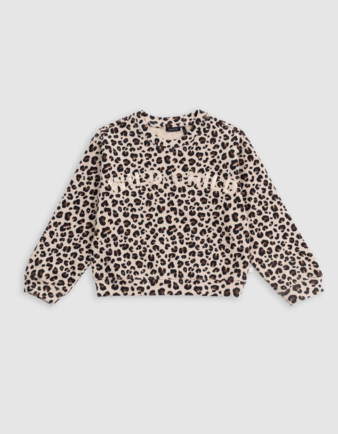 Beige sweatshirt met luipaardprint voor meisjes - IKKS