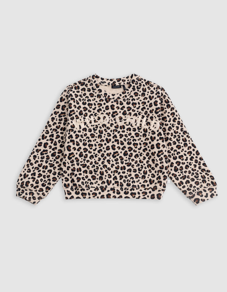 Sudadera beige estampado leopardo niña-2