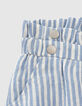 Short blanc et bleu à rayures bébé fille-4
