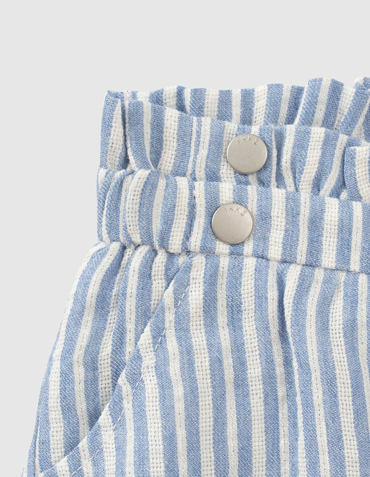 Short blanc et bleu à rayures bébé fille-4