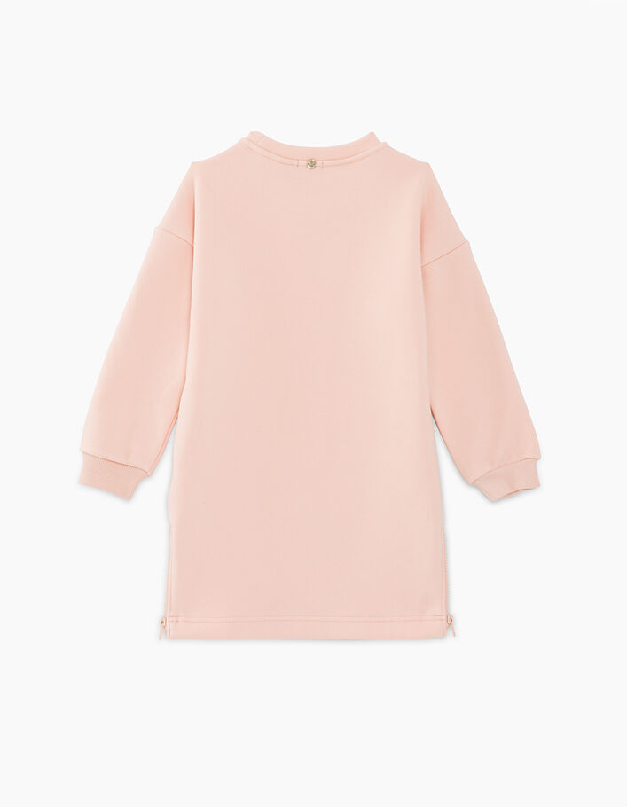 Girls’ powder pink Tokyo side zip sweatshirt dress - IKKS
