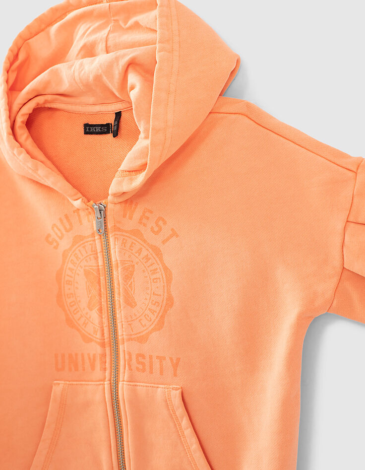 Girls’ apricot Campus-vibe hooded cardigan-7