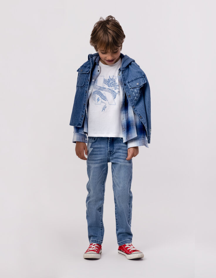T-shirt blanc coton bio dragon-K garçon-1