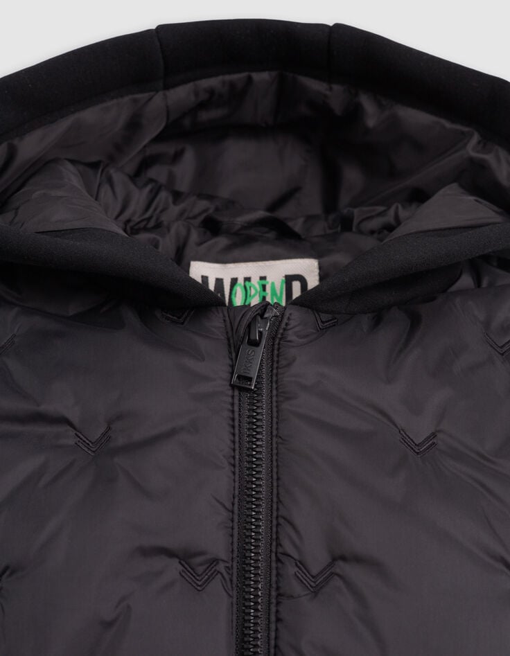 Boy's black embroidered nylon two-ply down jacket-2