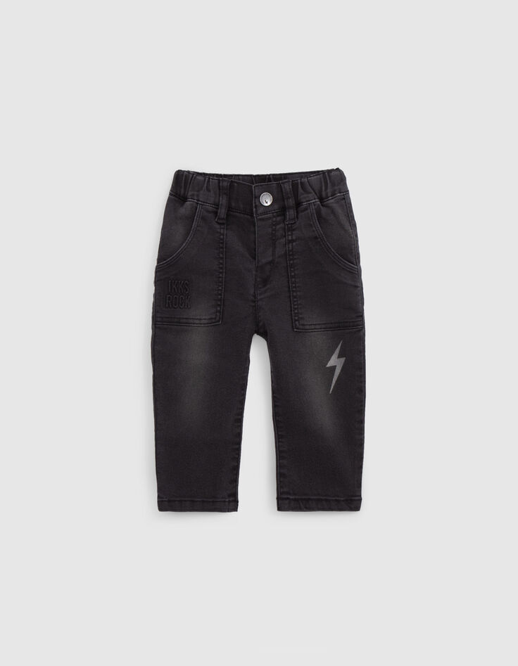 Upcycling-Jeans, Grau, geprägtes Logo, Blitz, Baby, Jungen-1