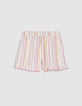 Rosa Shorts mit R&uuml;schen und Streifenmuster f&uuml;r M&auml;dchen-2
