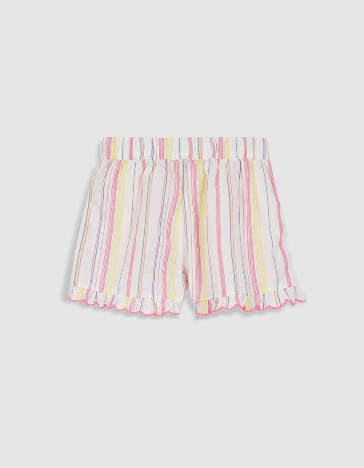 Rosa Shorts mit R&uuml;schen und Streifenmuster f&uuml;r M&auml;dchen-2