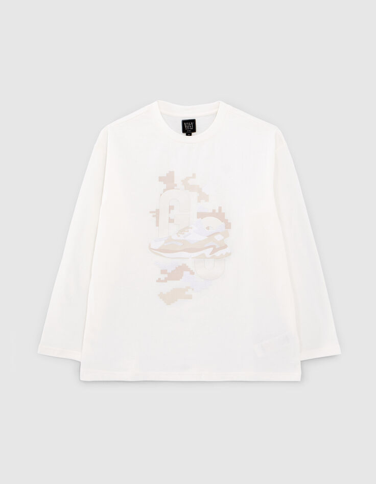 T-shirt blanc visuel profil sneakers garçon-1