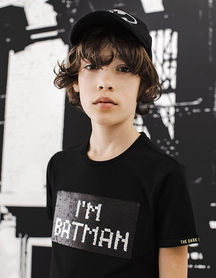 Boys’ black I'm Batman sequin Batman T-shirt-1