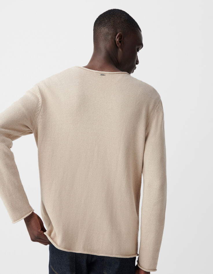Men’s flax knit sweater with rolled edges-3