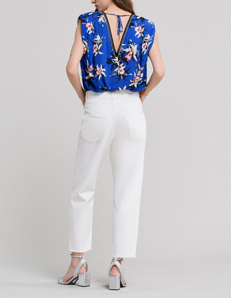 Kobaltblauwe top LENZING™ ECOVERO™ paradijsbloemen Dames-8
