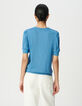 Tee-shirt bleu irisé maille côtelée irisée-3