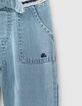Pantalon stone blue Tencel® à ceinture brodée bébé fille-6