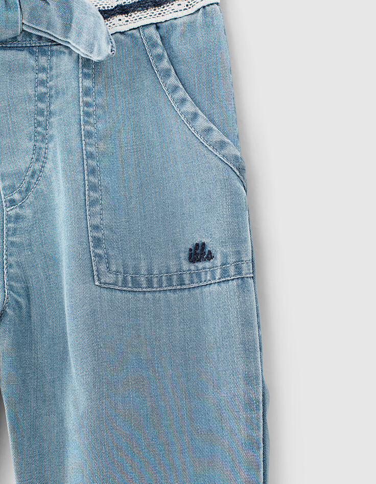 Pantalon stone blue Tencel® à ceinture brodée bébé fille-6
