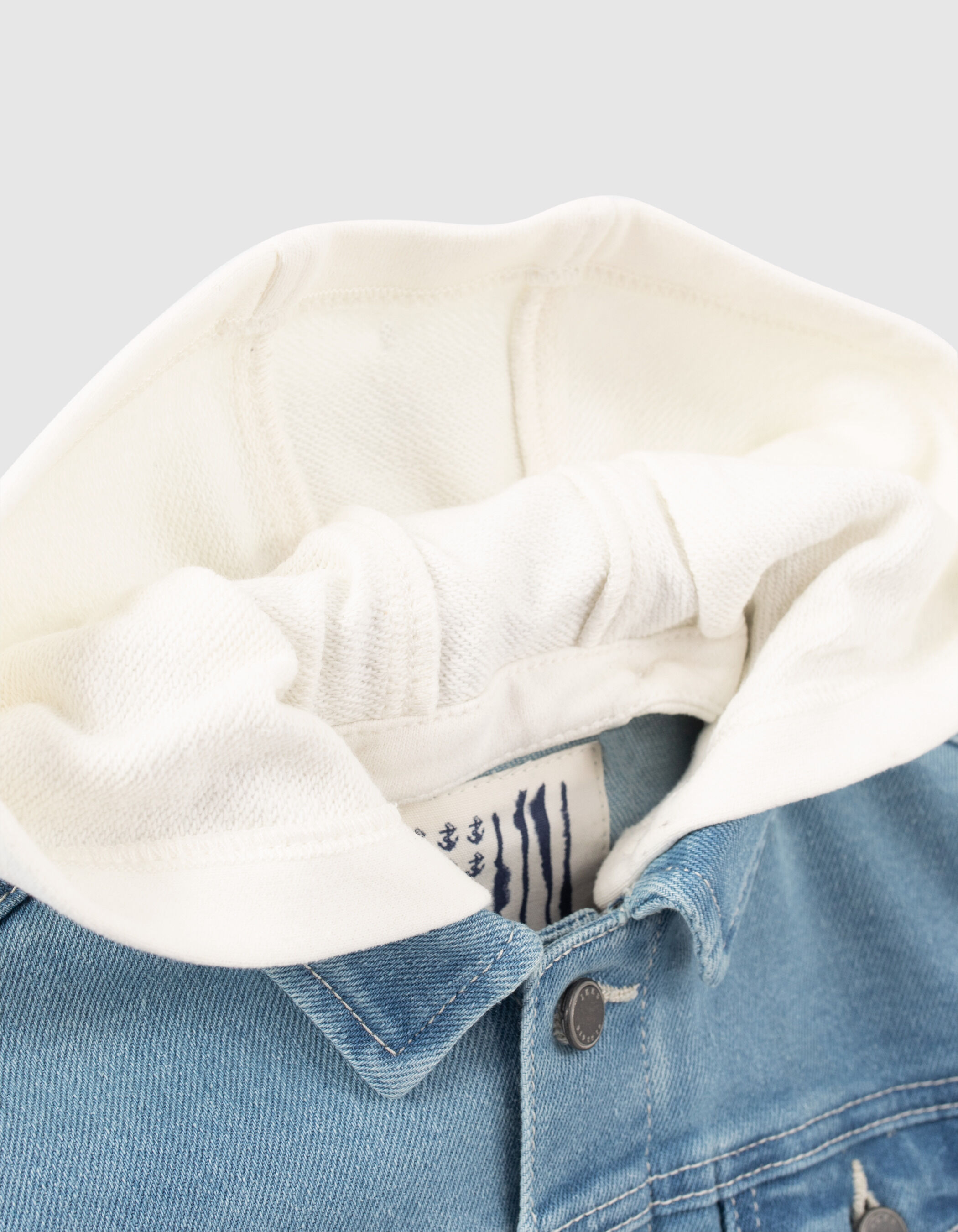 Boys’ blue denim jacket with detachable hood