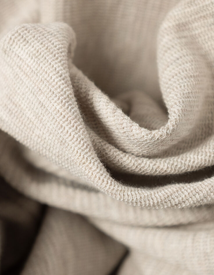 Men's beige relief mesh hooded T-shirt-4