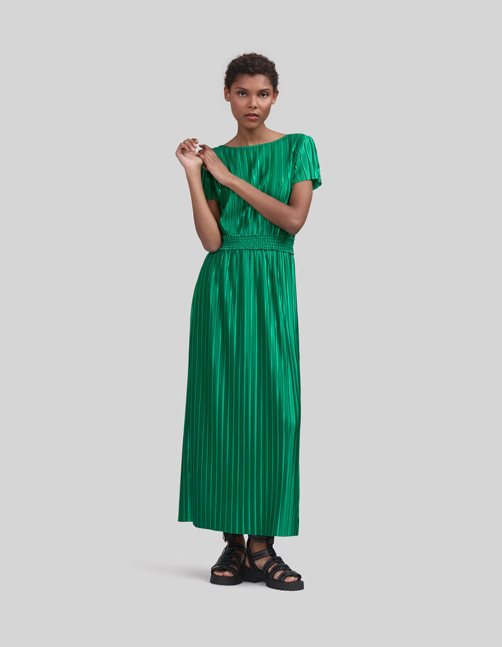 Women’s green pleated long dress - IKKS