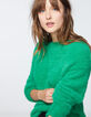 Pull fantaisie fil poilu vert électrique femme-5