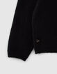 Pull noir tricot Intarsia message fille-6