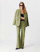 Women's green linen and cotton suit pants-2