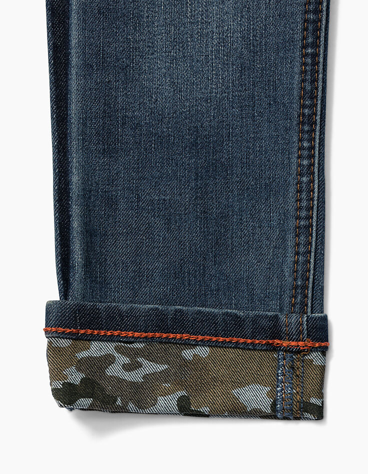 Jean slim stone blue à revers camouflage garçon-5