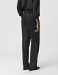 Pantalon large noir polyester recycl&eacute; taille &eacute;lastiqu&eacute;e Femme-3