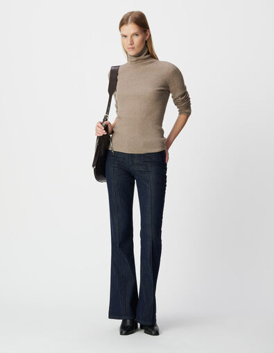 Pull col roulé beige tricot Femme - IKKS