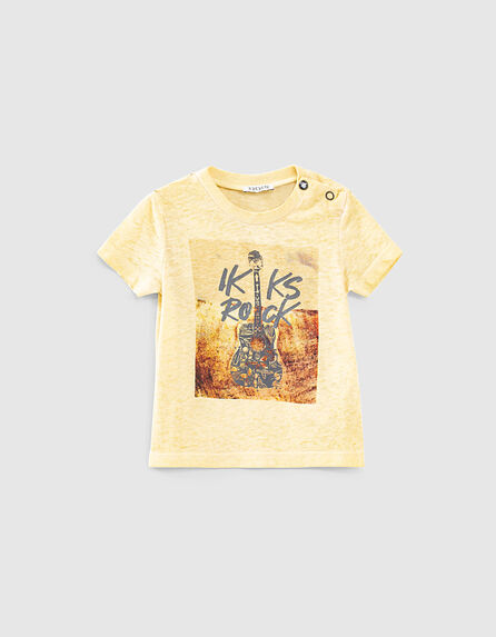 Baby boys’ wheat guitar on photo image organic T-shirt