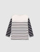 T-shirt in ecru met contrasterende mouwen voor jongens-3