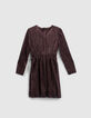 Girls’ pink lamé pleated dress with asymmetric ruffle-3