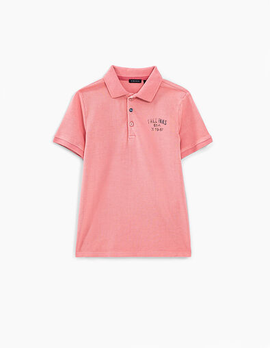Polo rosa con print detrás y tejido niño  - IKKS