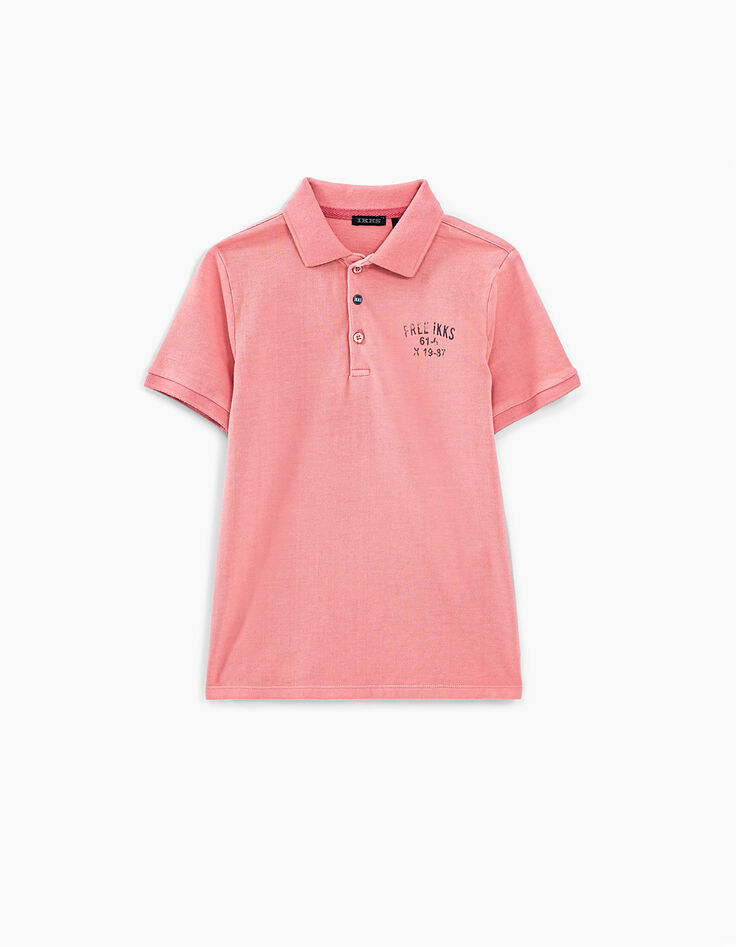 Polo rosa con print detrás y tejido niño -1