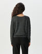 Women’s grey knit striped sequin-embroidered cardigan-5
