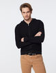Cardigan noir tricot Ottoman à capuche Homme-2