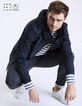 Men's navy nylon mid-length jacket-1